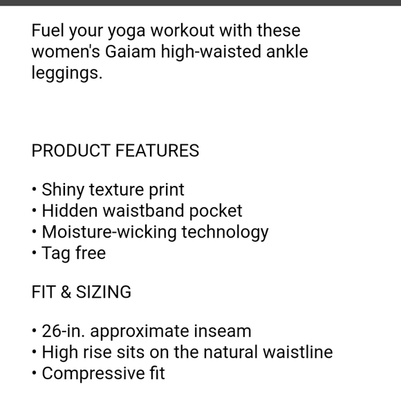 Last pair.  Gaiam high rise shiny leggings - Picture 2 of 8